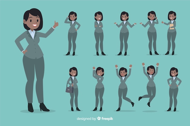 Businesswoman set with different postures