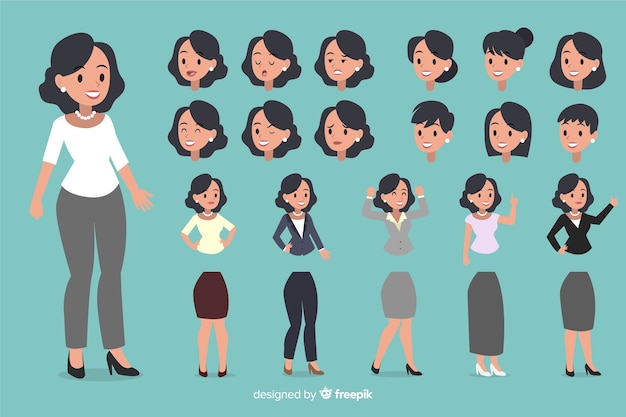 Businesswoman set with different postures