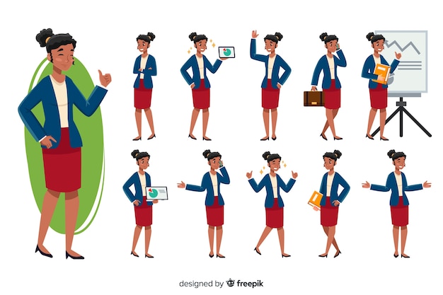 Businesswoman set with different postures