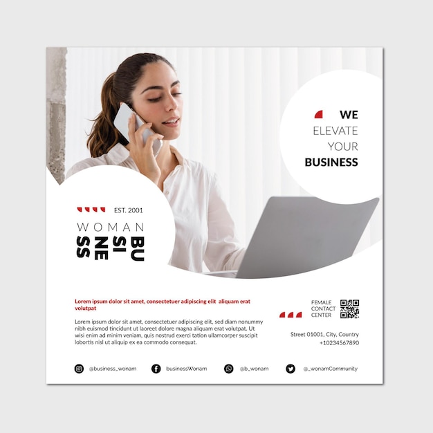 Free Vector businesswoman squared flyer template