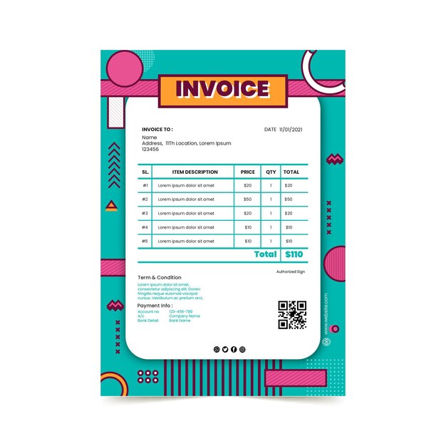 Businesswoman vertical invoice template