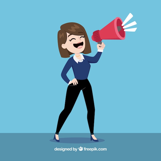 Free Vector businesswoman with a megaphone