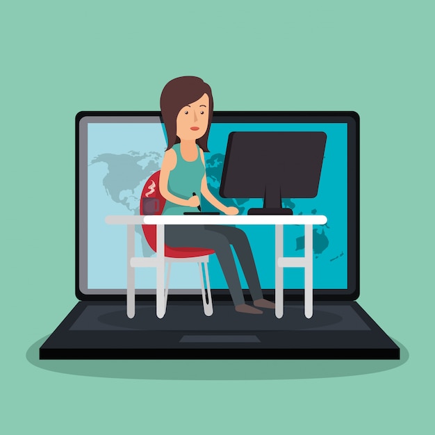 businesswoman working avatar character