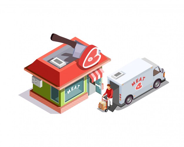 Butcher Shop Isometric scene