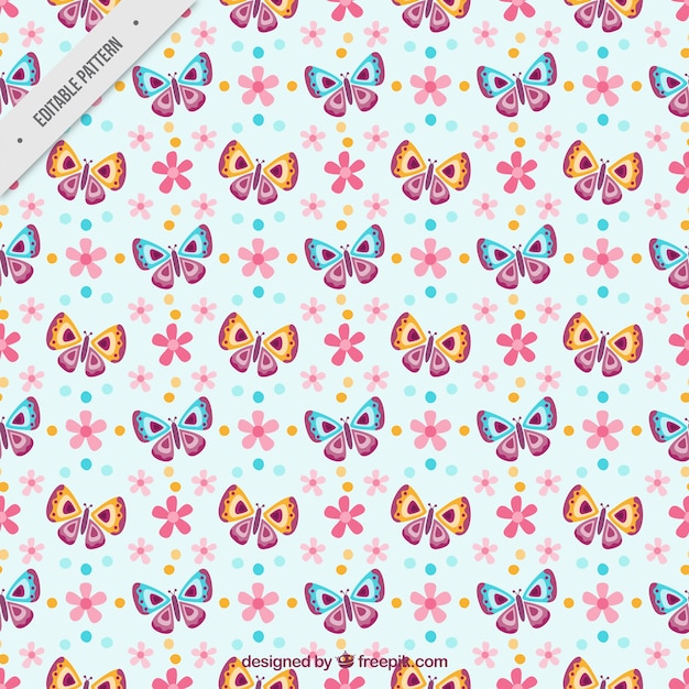 Butterflies and flowers pattern