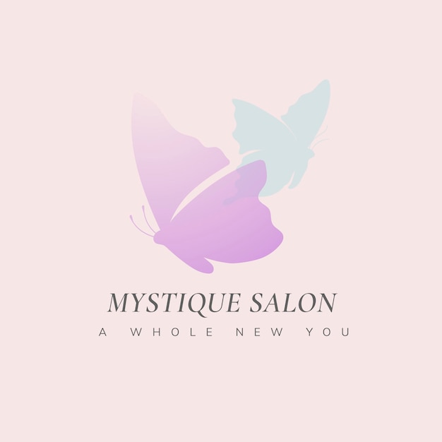 Free Vector butterfly beauty salon logo template, pink creative vector animal illustration