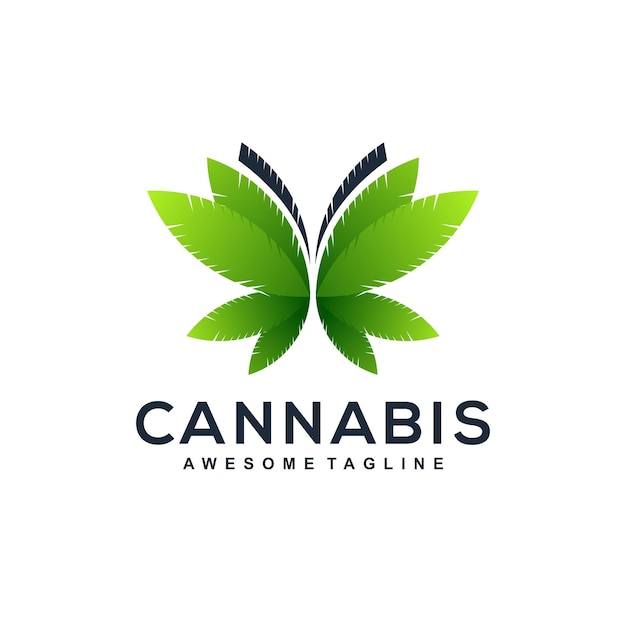 Butterfly Cannabis gradient logo design color