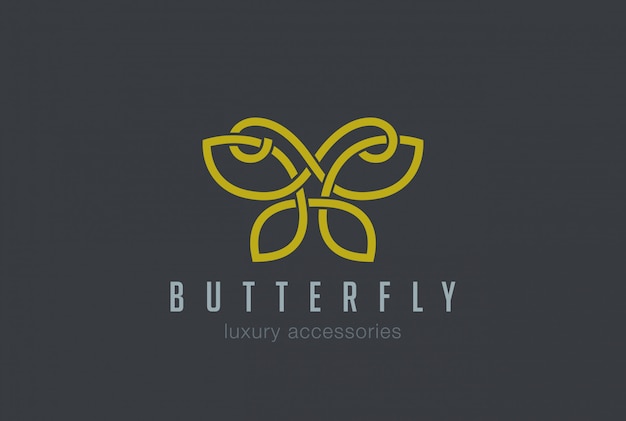 Butterfly Jewelry Logo linear vector icon