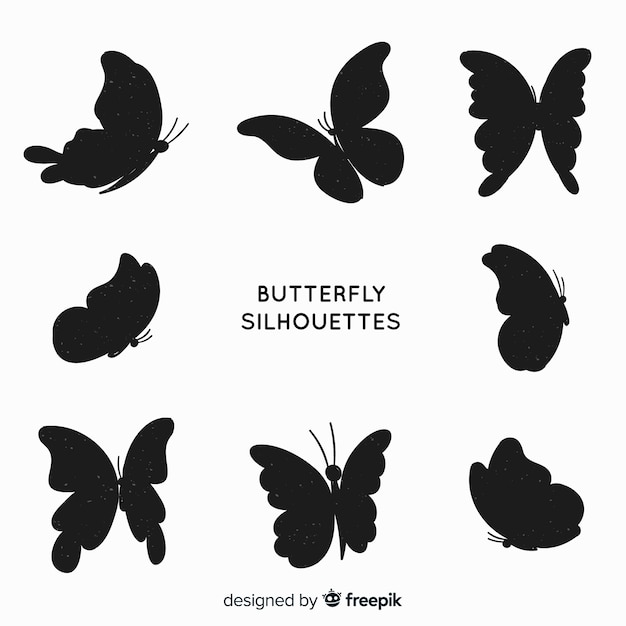 Butterfly silhouettes flying