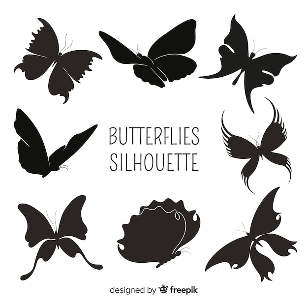 Free vector butterfly silhouettes flying