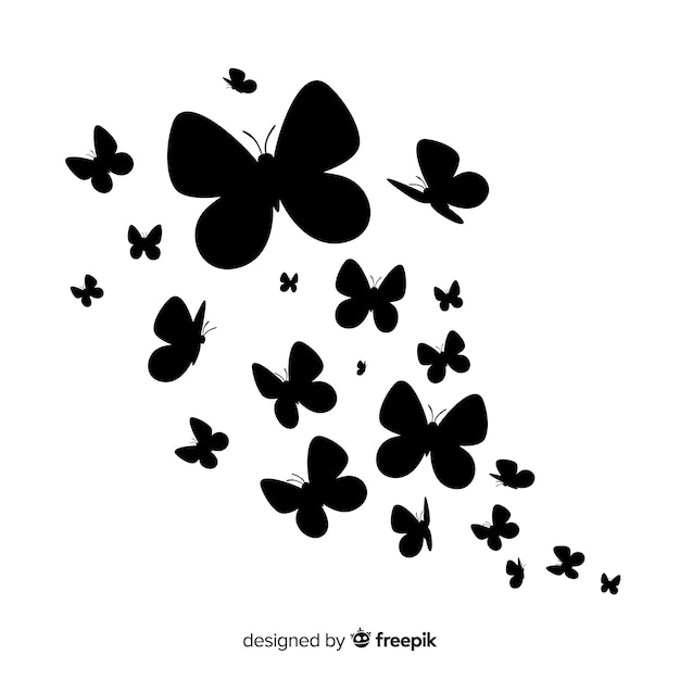 Butterfly swarm silhouette background