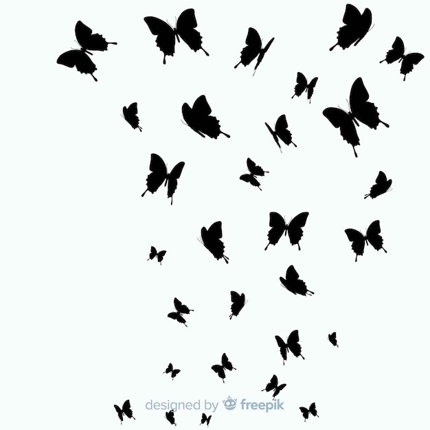 Butterfly swarm silhouette background