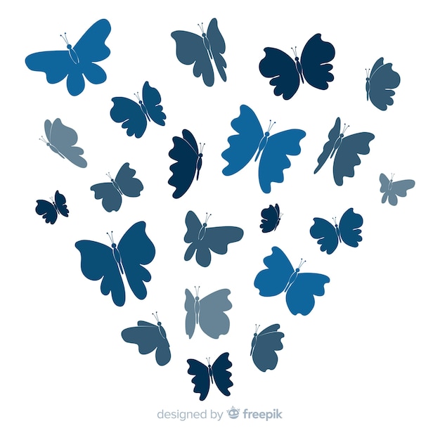 Butterfly swarm silhouette background