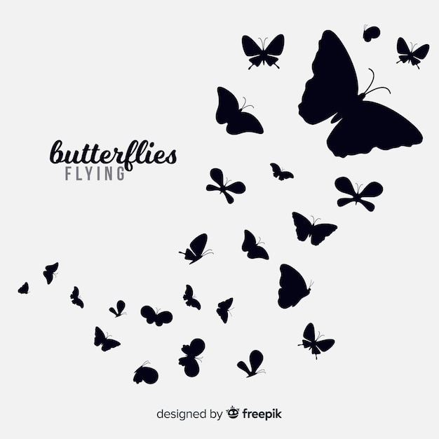 Free vector butterfly swarm silhouette background