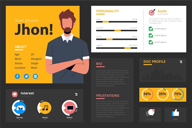 Free Vector buyer persona infographics in flat design