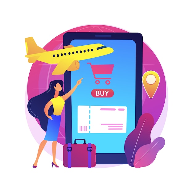 Buying tickets online abstract concept  illustration. Online booking mobile application, e-Commerce shopping, internet purchase, buying tickets in advance on website .