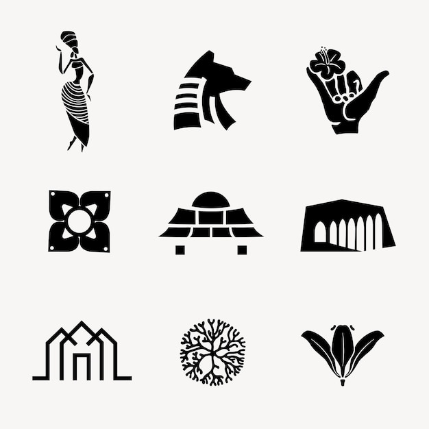 Free Vector bw icon vector illustration for branding set