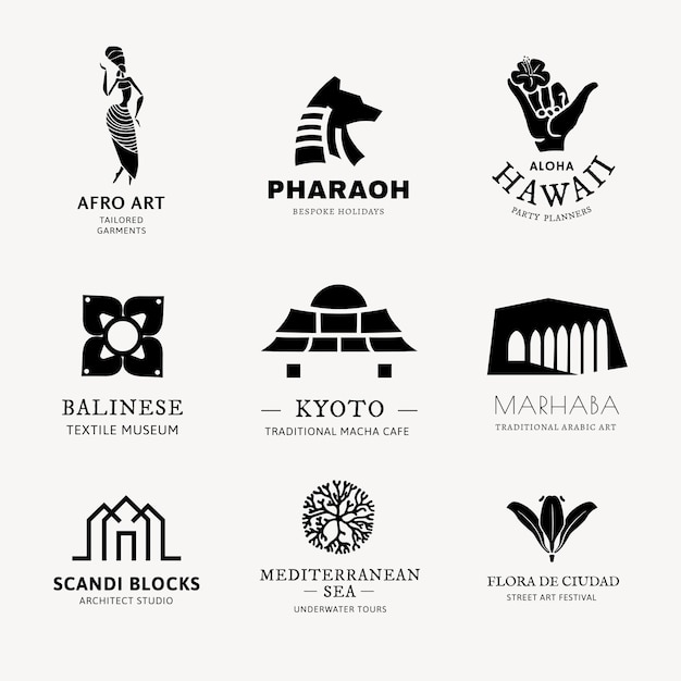 Free Vector bw logo vector illustration for branding set