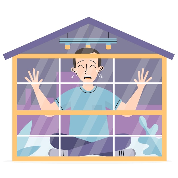 Free Vector cabin fever illustration with man