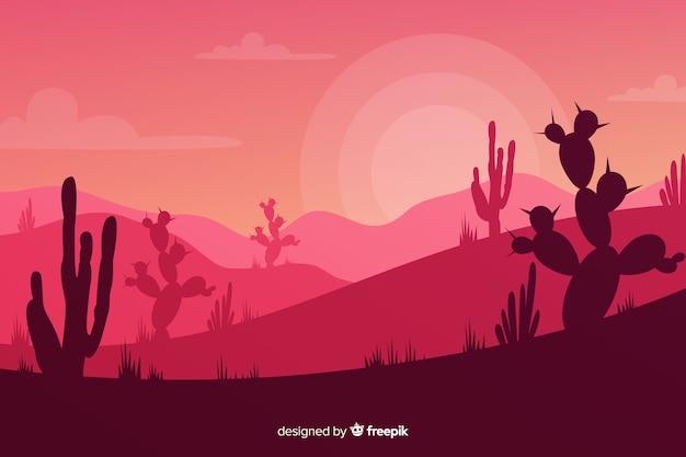 Free Vector cacti silhouettes at the sundown