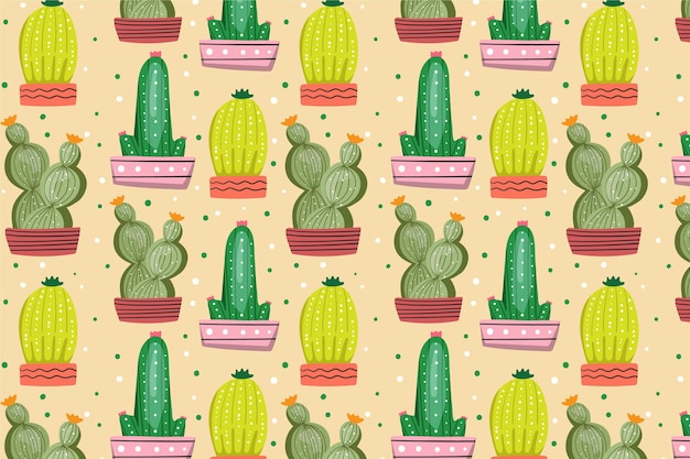 Free Vector cactus pattern collection concept