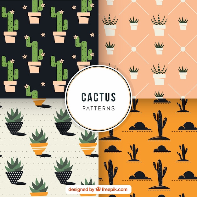 Free Vector cactus patterns with classic style