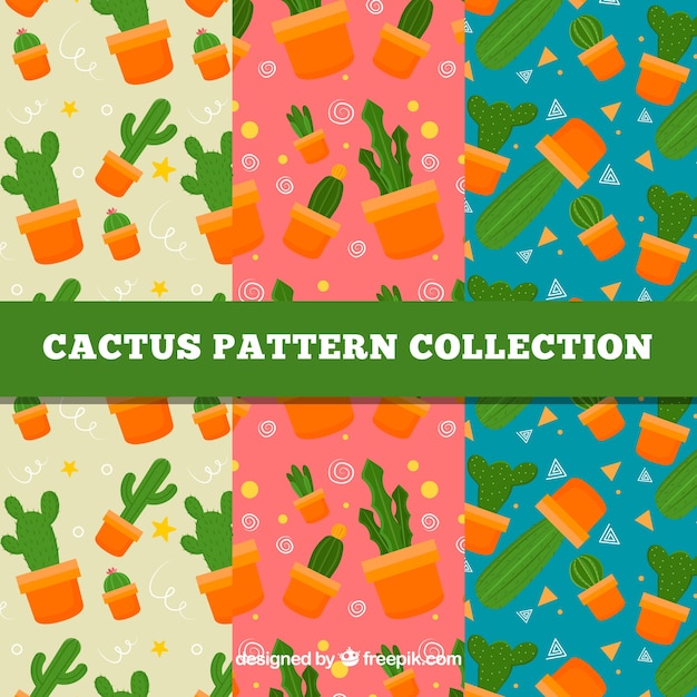 Free Vector cactus patterns with fun style