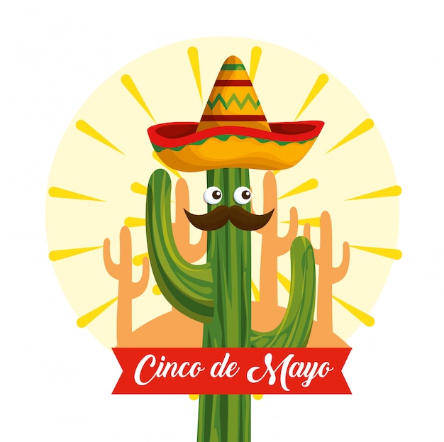 Cactus with eyes wearing mexican hat to event