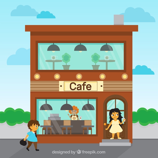 Free Vector cafe facade background