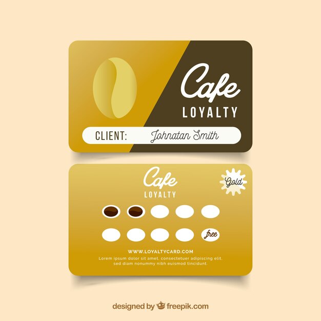 Cafe loyalty card template with modern style