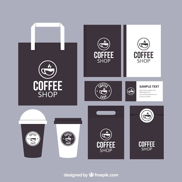 Free Vector cafeteria brand stationery set