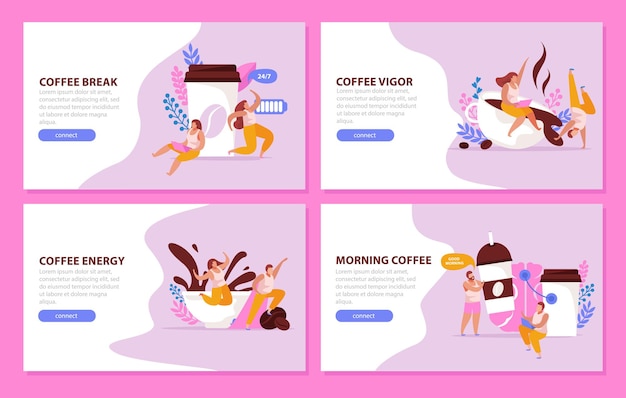 Caffeine stimulating banner set