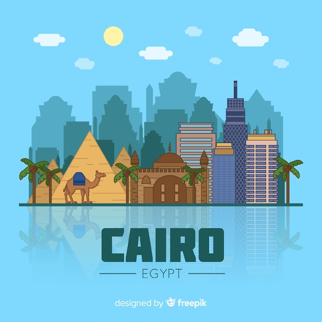 Free Vector cairo skyline composition with flat design