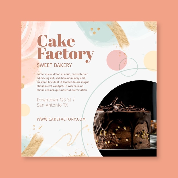 Free Vector cake factory flyer template