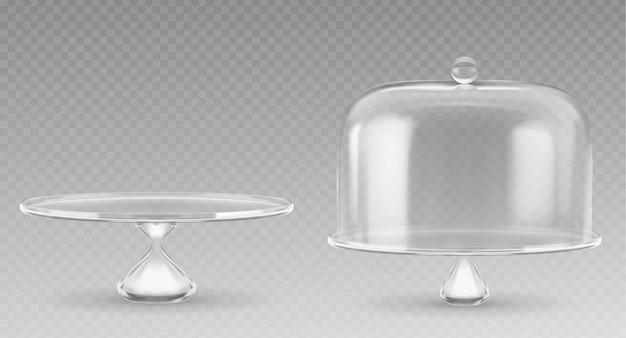 Free Vector cake glass stand with dome bell cover mockup