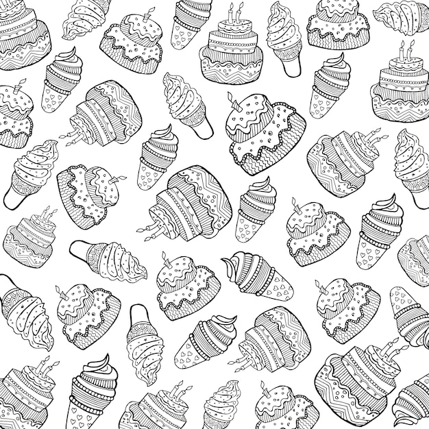 Cake and ice cream pattern background