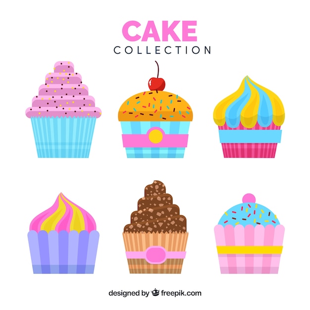 Free Vector cakes collection in flat style