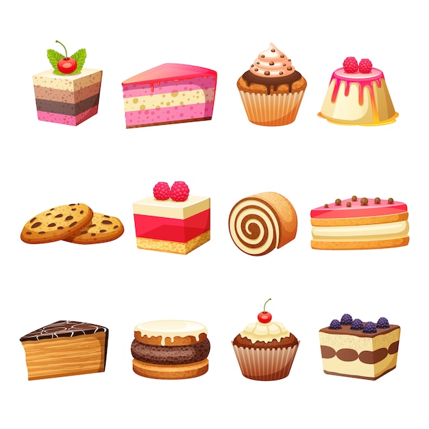 Cakes and sweets set