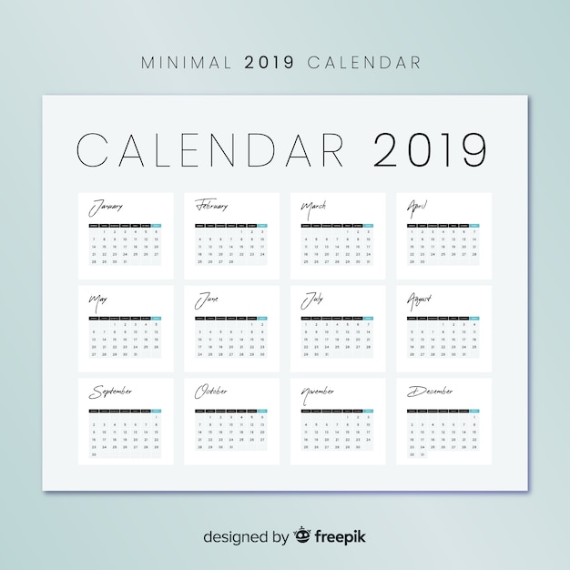 Free Vector calendar 2019