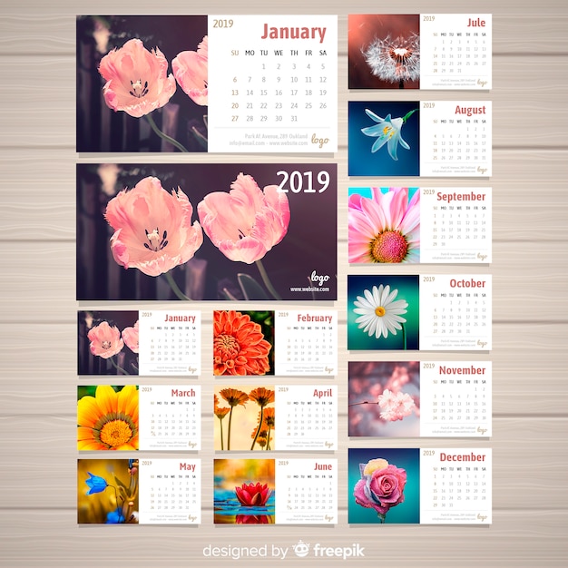 Free Vector calendar 2019