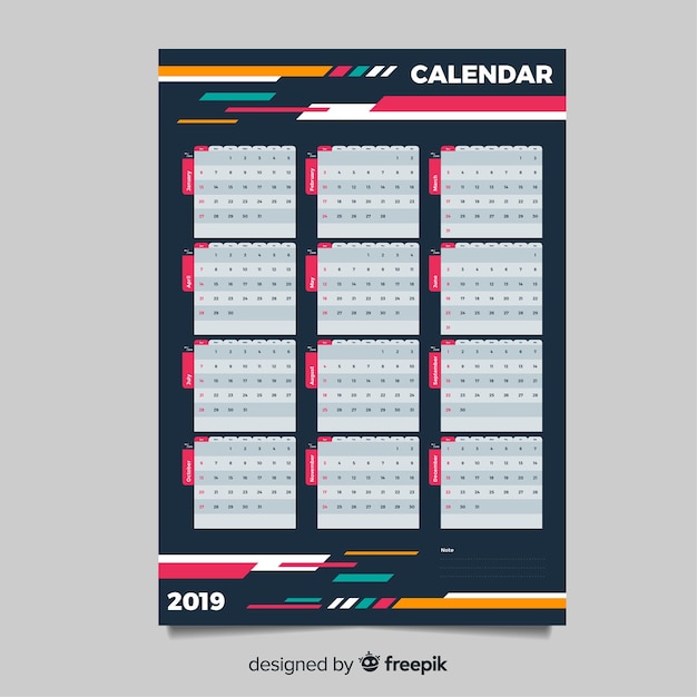 Free Vector calendar 2019