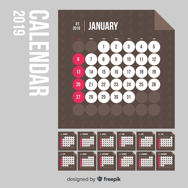 Free Vector calendar 2019