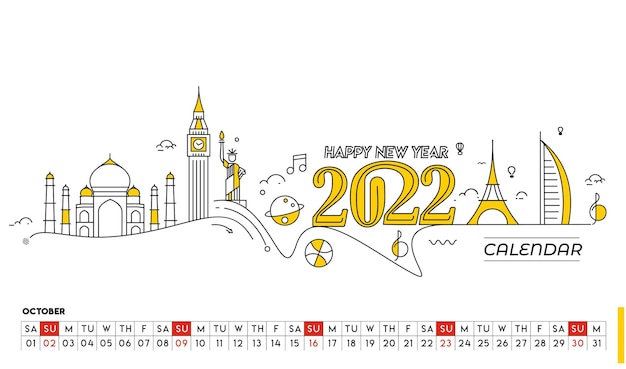 Calendar Template for 2022 year corporate design planner template Design.