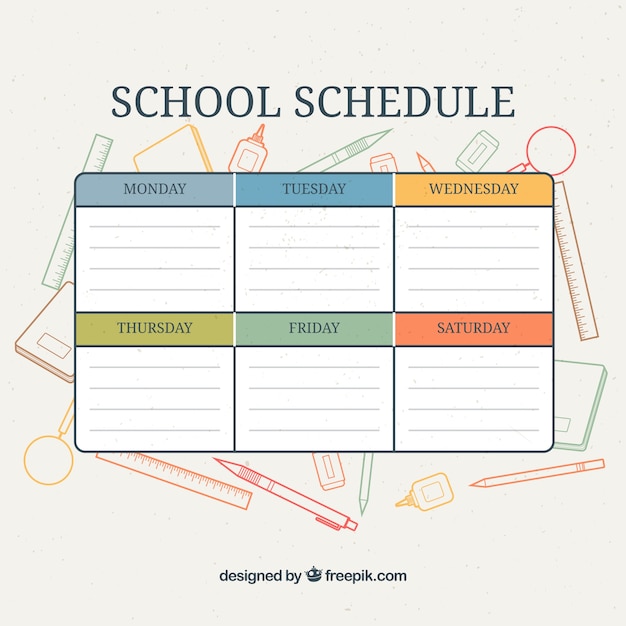 Calendar with school supplies background