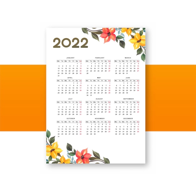 Calendar2022 brochure template for floral design