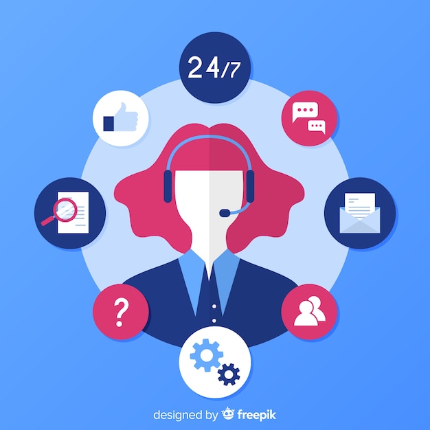 Free vector call center agent concept in flat style