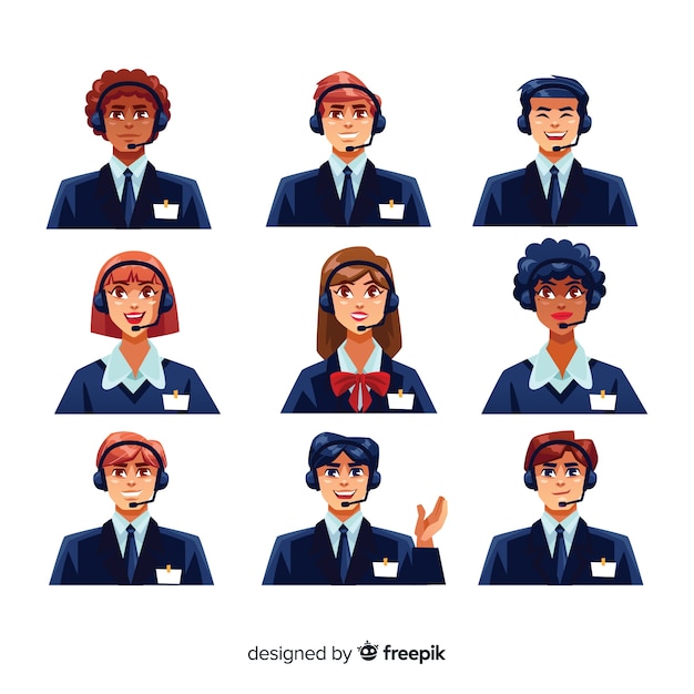 Call center avatars in flat design