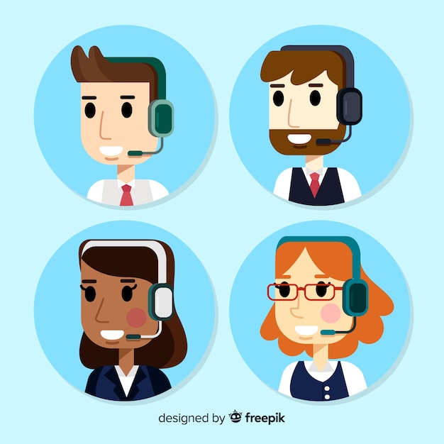 Free Vector call center avatars in flat style