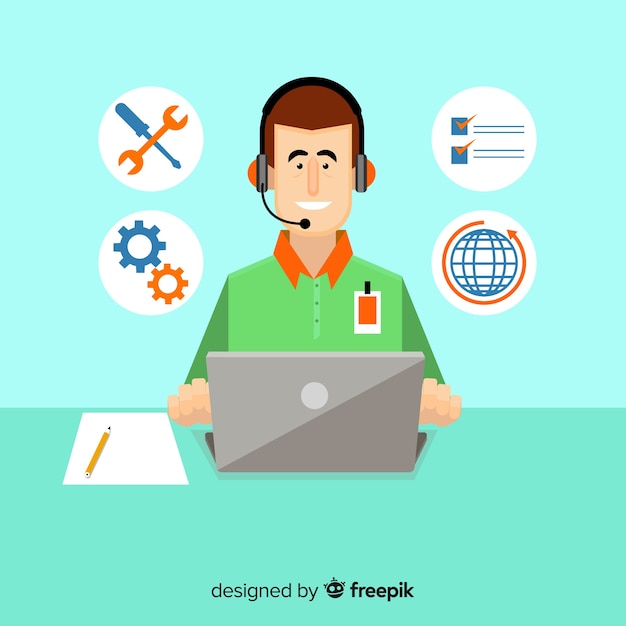 Free Vector call center background in flat style