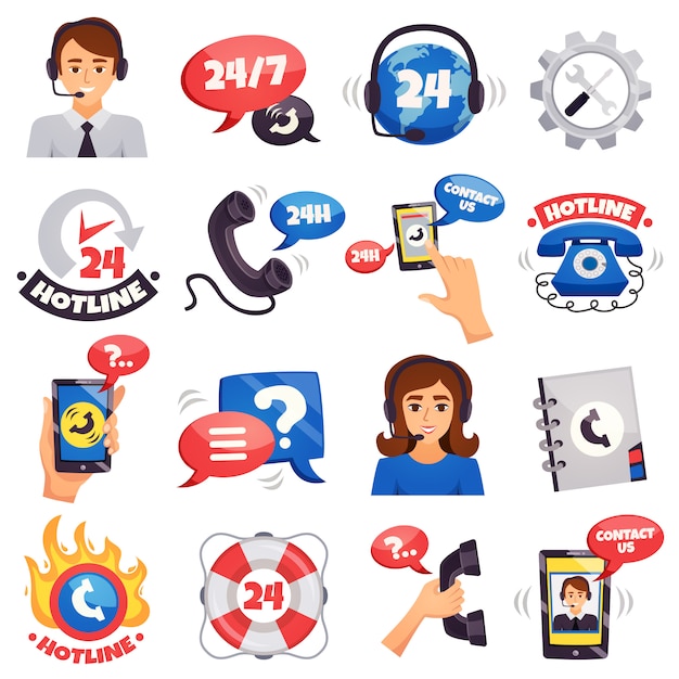 Call Center Colorful Icons Collection 